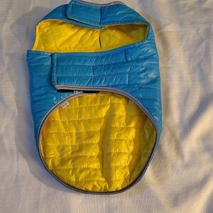 Blue and Yellow Quilted Dog Vest for Warmth For Small - Medium